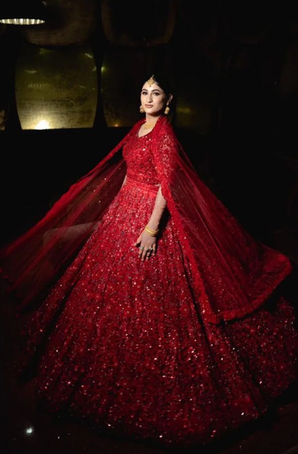 Red bridal lehenga - Image 4