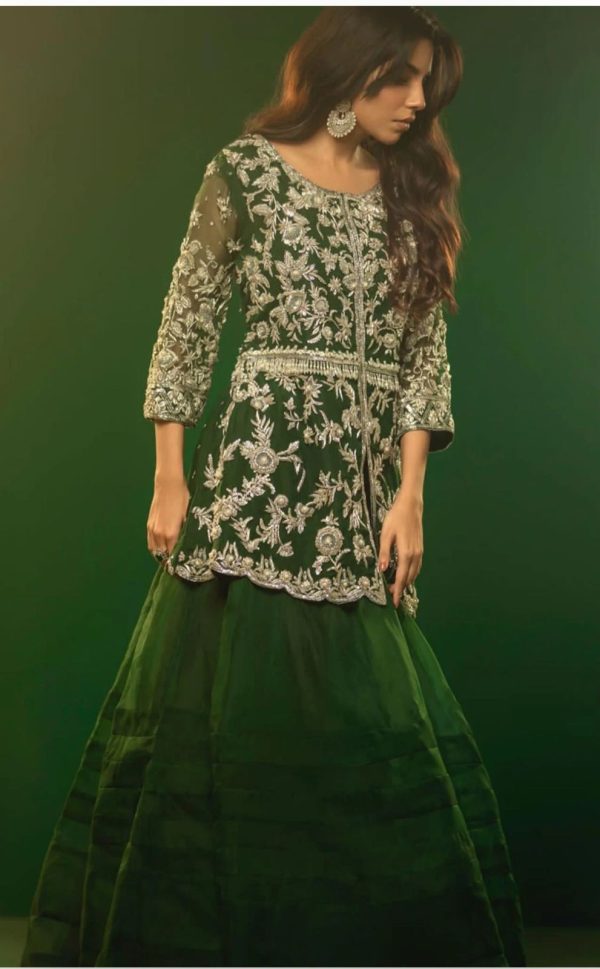 Green peplum lehnga