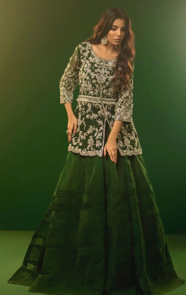 Green peplum lehnga - Image 2